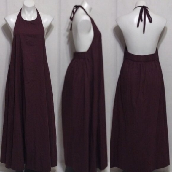 NWT Free People Endless Summer Beachside Plum Halter Backless Maxi Dress Large - Picture 2 of 14